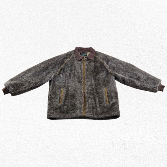 Vintage 70s Master-Jac Brown Faux Fur Bomber Jacket Quilted Lining Size Large - Picture 3 of 11